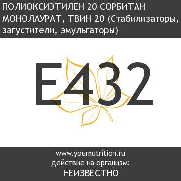 E432 Полиоксиэтилен 20 сорбитан монолаурат, твин 20