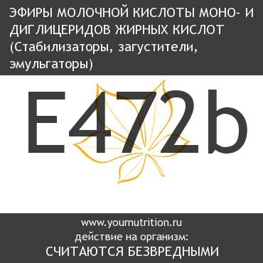 E472b Эфиры молочной кислоты моно- и диглицеридов жирных кислот E472b Эфиры молочной кислоты моно- и диглицеридов жирных кислот