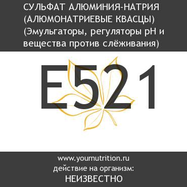 E521 Сульфат алюминия-натрия (алюмонатриевые квасцы) E521 Сульфат алюминия-натрия (алюмонатриевые квасцы)