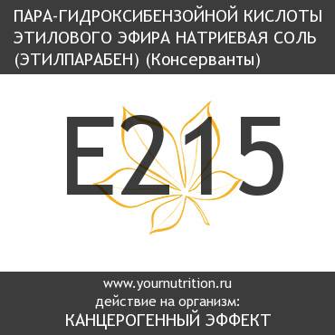 E215 Пара-гидроксибензойной кислоты этилового эфира натриевая соль (Этилпарабен) E215 Пара-гидроксибензойной кислоты этилового эфира натриевая соль (Этилпарабен)