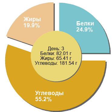 Баланс БЖУ: 24.9% / 19.9% / 55.2%