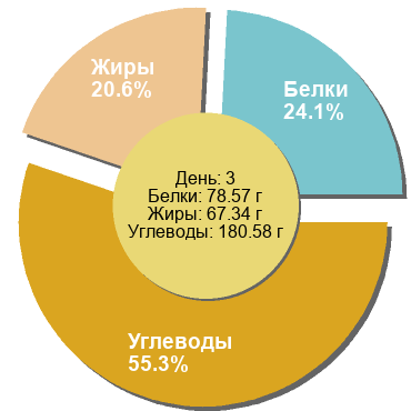 Баланс БЖУ: 24.1% / 20.6% / 55.3%