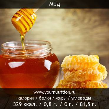 Мёд: калорийность и содержание белков, жиров, углеводов