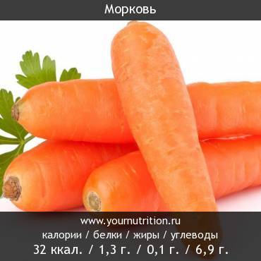 Морковь: калорийность и содержание белков, жиров, углеводов