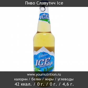 Пиво Славутич Ice: калорийность и содержание белков, жиров, углеводов