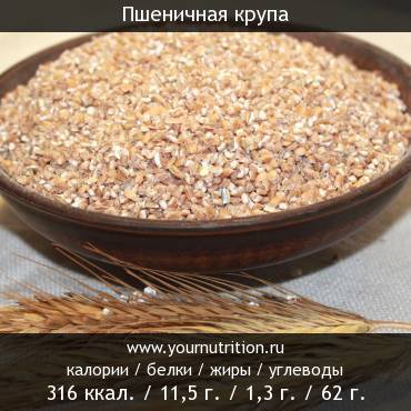 Пшеничная крупа: калорийность и содержание белков, жиров, углеводов