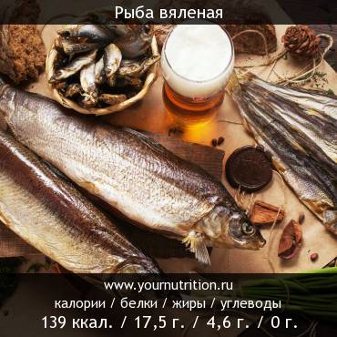 Рыба вяленая: калорийность и содержание белков, жиров, углеводов