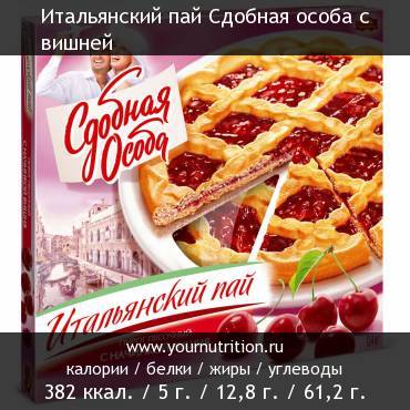 Итальянский пай Сдобная особа с вишней: калорийность и содержание белков, жиров, углеводов