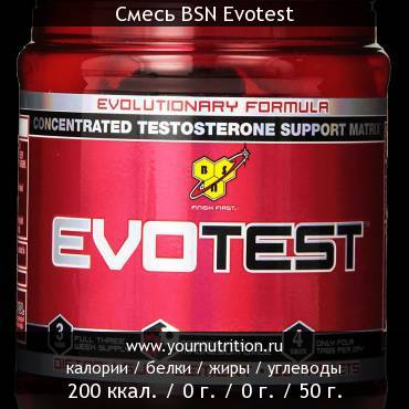 Смесь BSN Evotest: калорийность и содержание белков, жиров, углеводов