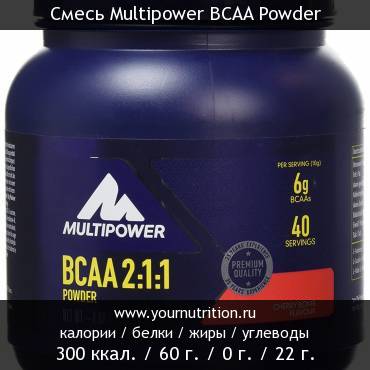 Смесь Multipower BCAA Powder: калорийность и содержание белков, жиров, углеводов