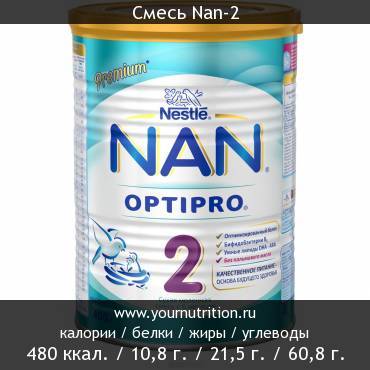 Смесь Nan-2: калорийность и содержание белков, жиров, углеводов