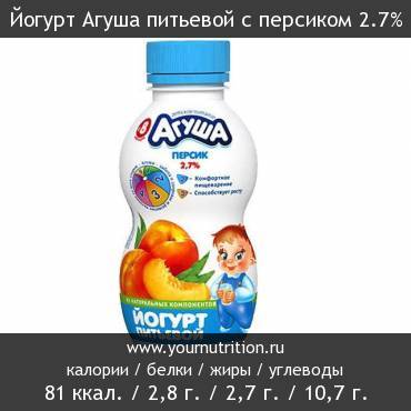 Йогурт Агуша питьевой с персиком 2.7%