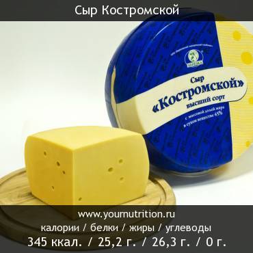 Сыр Костромской: калорийность и содержание белков, жиров, углеводов