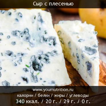 Сыр с плесенью: калорийность и содержание белков, жиров, углеводов