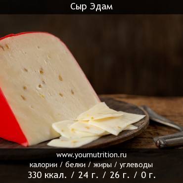 Сыр Эдам: калорийность и содержание белков, жиров, углеводов