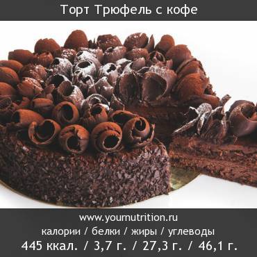 Торт Трюфель с кофе: калорийность и содержание белков, жиров, углеводов