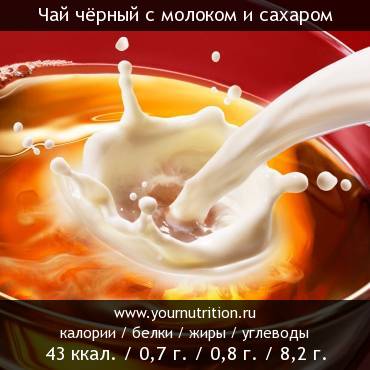 Чай чёрный с молоком и сахаром