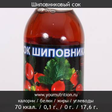 Шиповниковый сок: калорийность и содержание белков, жиров, углеводов