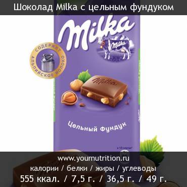Шоколад Milka с цельным фундуком