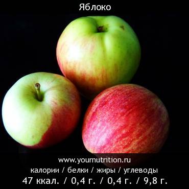Яблоко: калорийность и содержание белков, жиров, углеводов