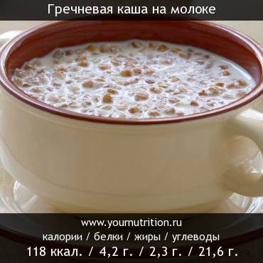 Гречневая каша на молоке: калорийность и содержание белков, жиров, углеводов