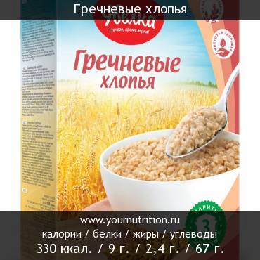 Гречневые хлопья: калорийность и содержание белков, жиров, углеводов