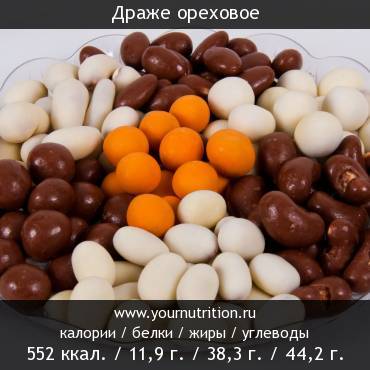 Драже ореховое: калорийность и содержание белков, жиров, углеводов