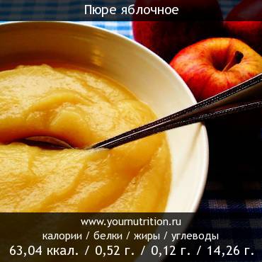Пюре яблочное: калорийность и содержание белков, жиров, углеводов