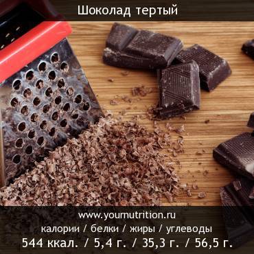 Шоколад тертый: калорийность и содержание белков, жиров, углеводов