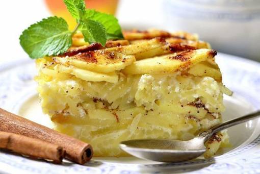 Творожная Запеканка С Яблоками Фото Творожная Запеканка С Яблоками Фото