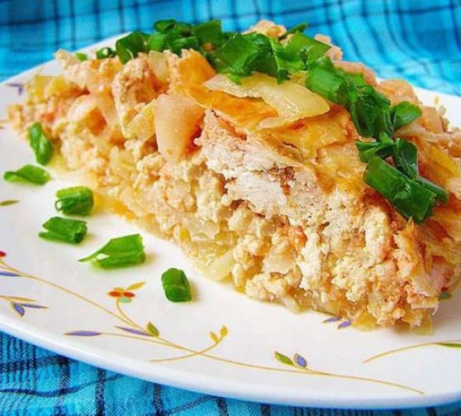 Картофельная запеканка с капустой