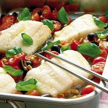 Запеченная рыба с овощами по-итальянски