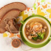 Деревенский суп с гречкой и грибами