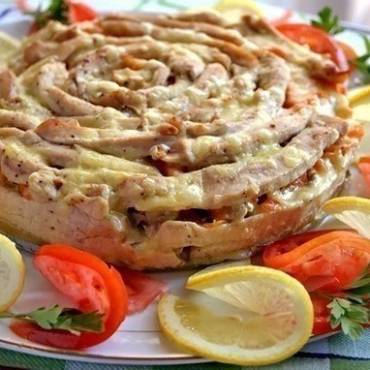 Мясной пирог «чайная роза»